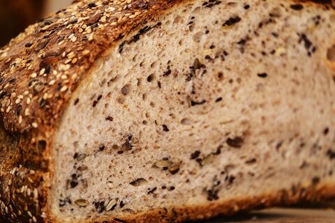 half loaf of seeded bread