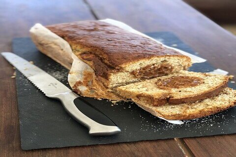 slices of banana bread on a table