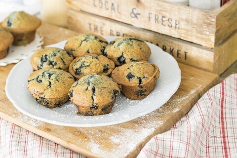 blueberry muffins on a plate