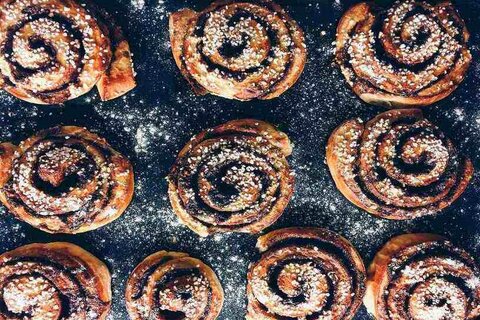 tray of cinnamon swirls